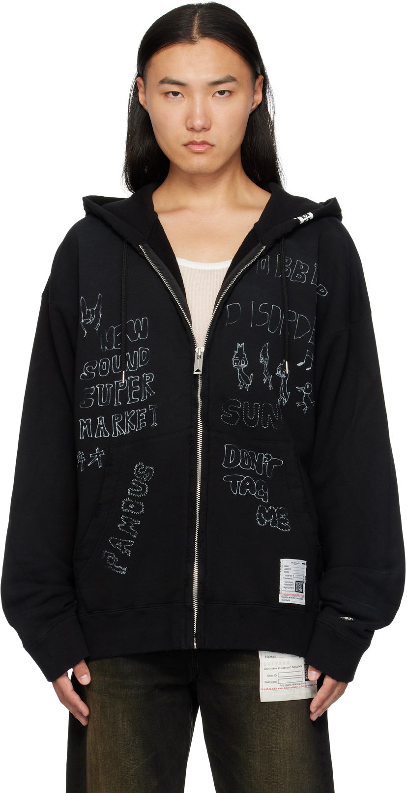Sweatshirt Maison MIHARA YASUHIRO Drawstring Zip Hoodie Sort | J13PK721