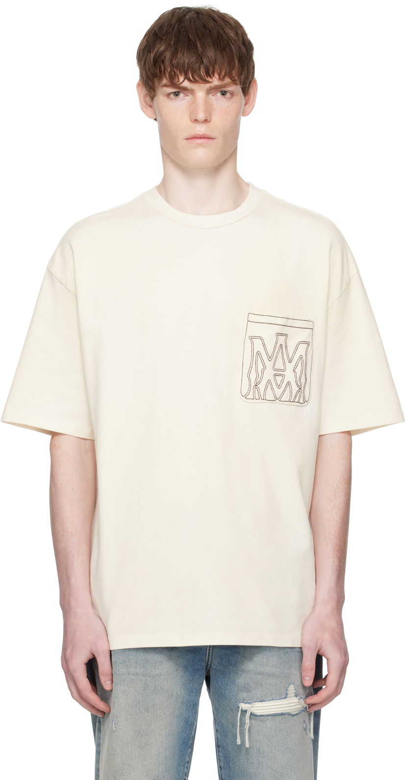 T-shirt AMIRI AMIRI MA Outline Oversized T-Shirt Beige | AMJYTE1205