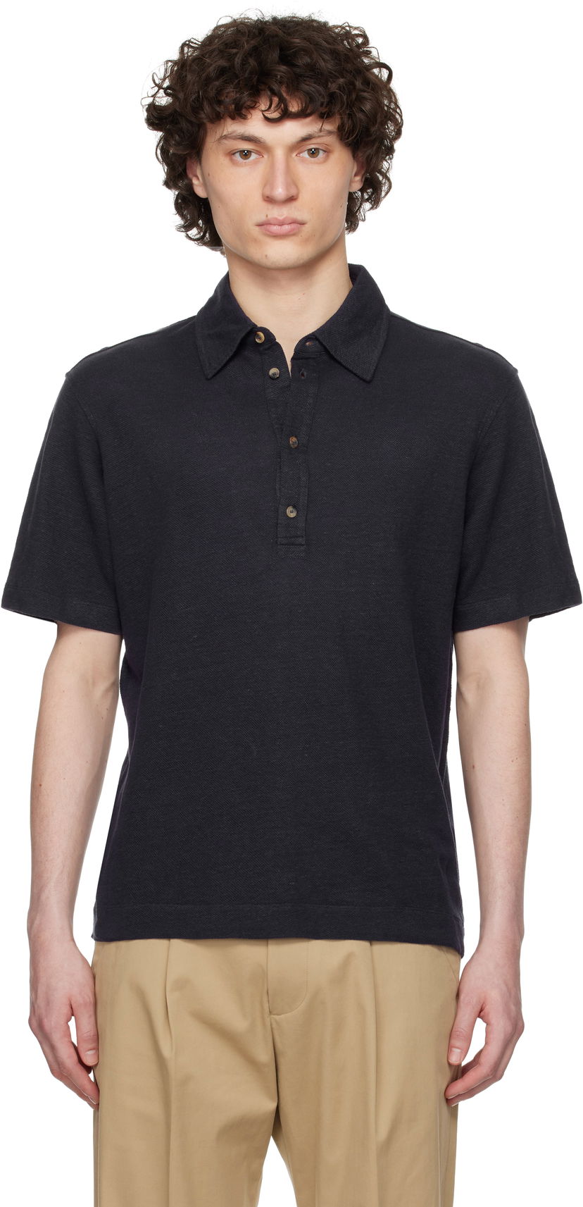 Polo skjorte Paul Smith Paul Smith Linen Piqué Polo Sort | M1R-446Z-P01764