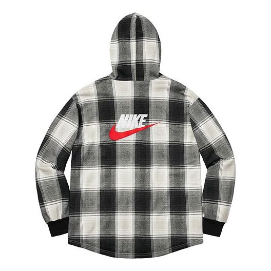 Skjorte Supreme Plaid Hooded Sweatshirt Sort | SUP-FW18-516