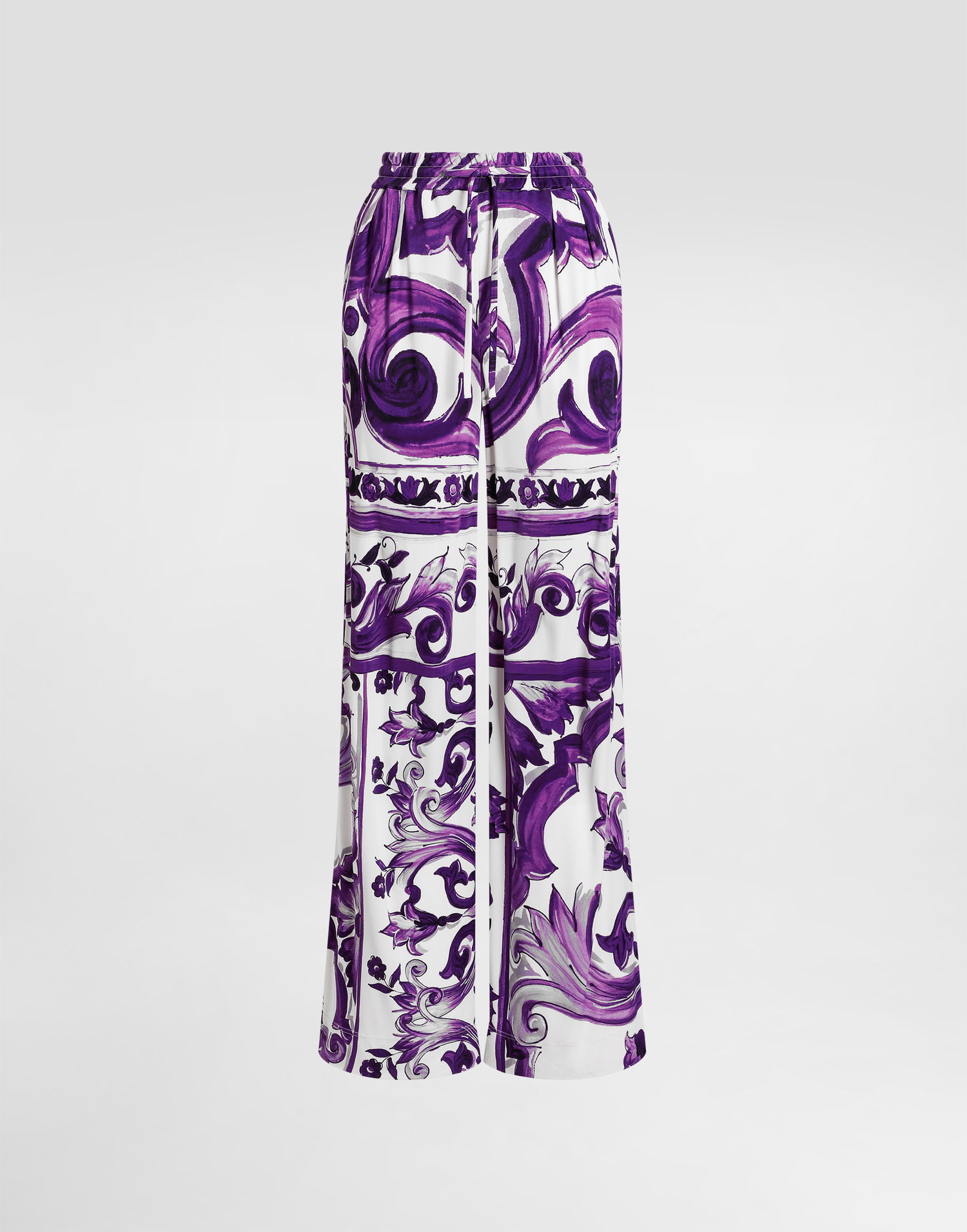 Bukser Dolce & Gabbana Dolce & Gabbana Majolica-Print Wide-Leg Trousers Lilla | FTDBQTFS8C0IP3TN, 0