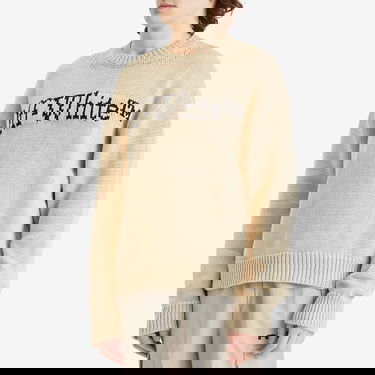 Sweater Off-White Off-White Big Bookish Chunky Knit Sweater Beige | OMHE167S25KNI0016110, 2