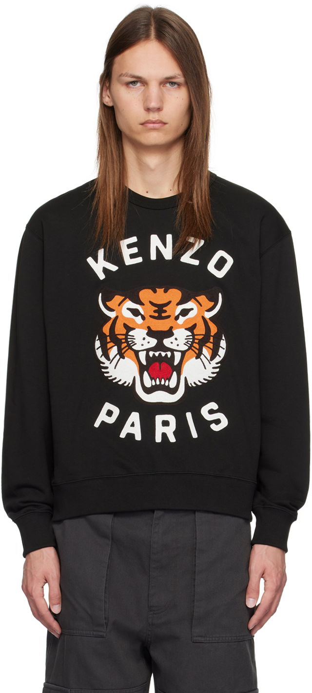 Sweatshirt KENZO Black Paris Lucky Tiger Sweatshirt Sort | FE68SW1064MF