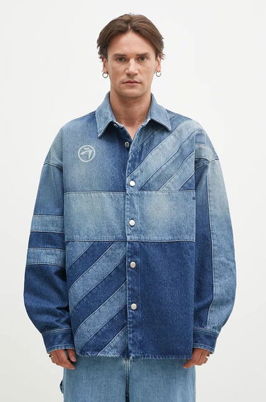 Skjorte Ambush Patchwork Denim Shirt Oversize Blå | BMYD003F24DEN0014400, 0