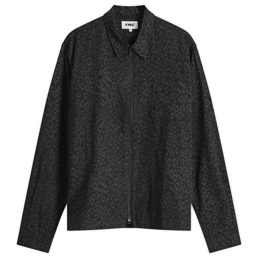 Skjorte YMC Bowie Zip-Up Leopard Print Jacket Sort | P5XMK-01