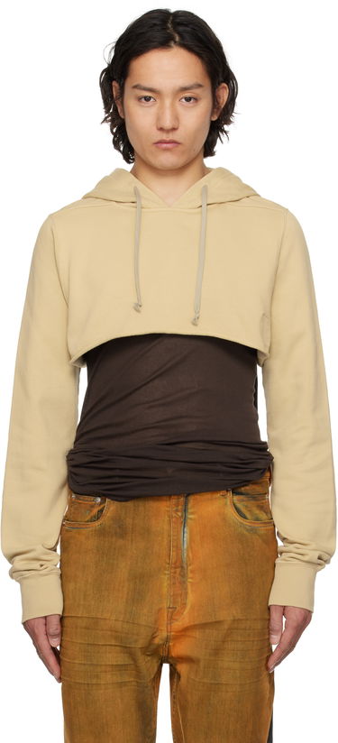 Sweatshirt Rick Owens Rick Owens DRKSHDW Hollywood Cropped Hoodie Beige | DU01E3257 FP, 0