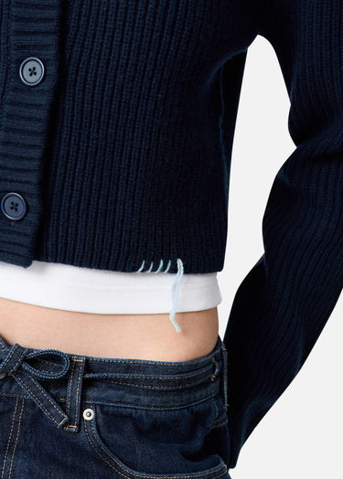Sweater AXEL ARIGATO Celine Cropped Ribbed Knit Cardigan Mørkeblå | A3359001, 5