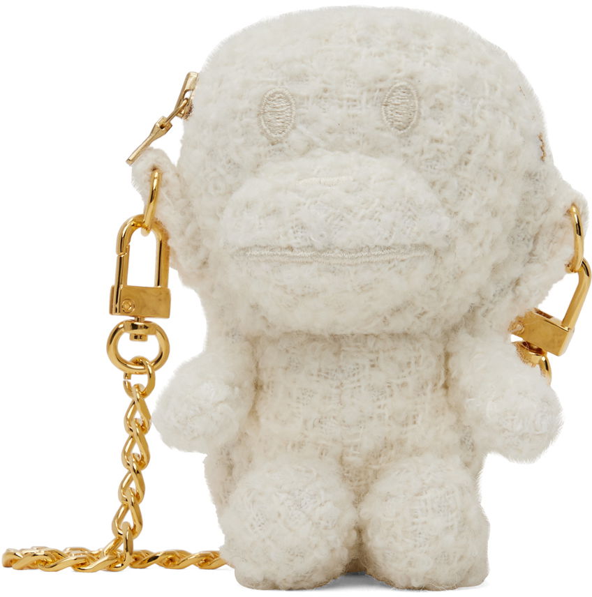 Skuldertaske BAPE Tweed Baby Milo Bag Hvid | 002SGJ802002L, 0