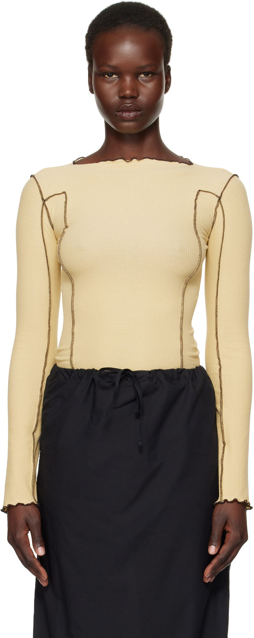 Sweater Baserange Baserange Omato Long Sleeve T-Shirt Beige | TTML-RB-SP25