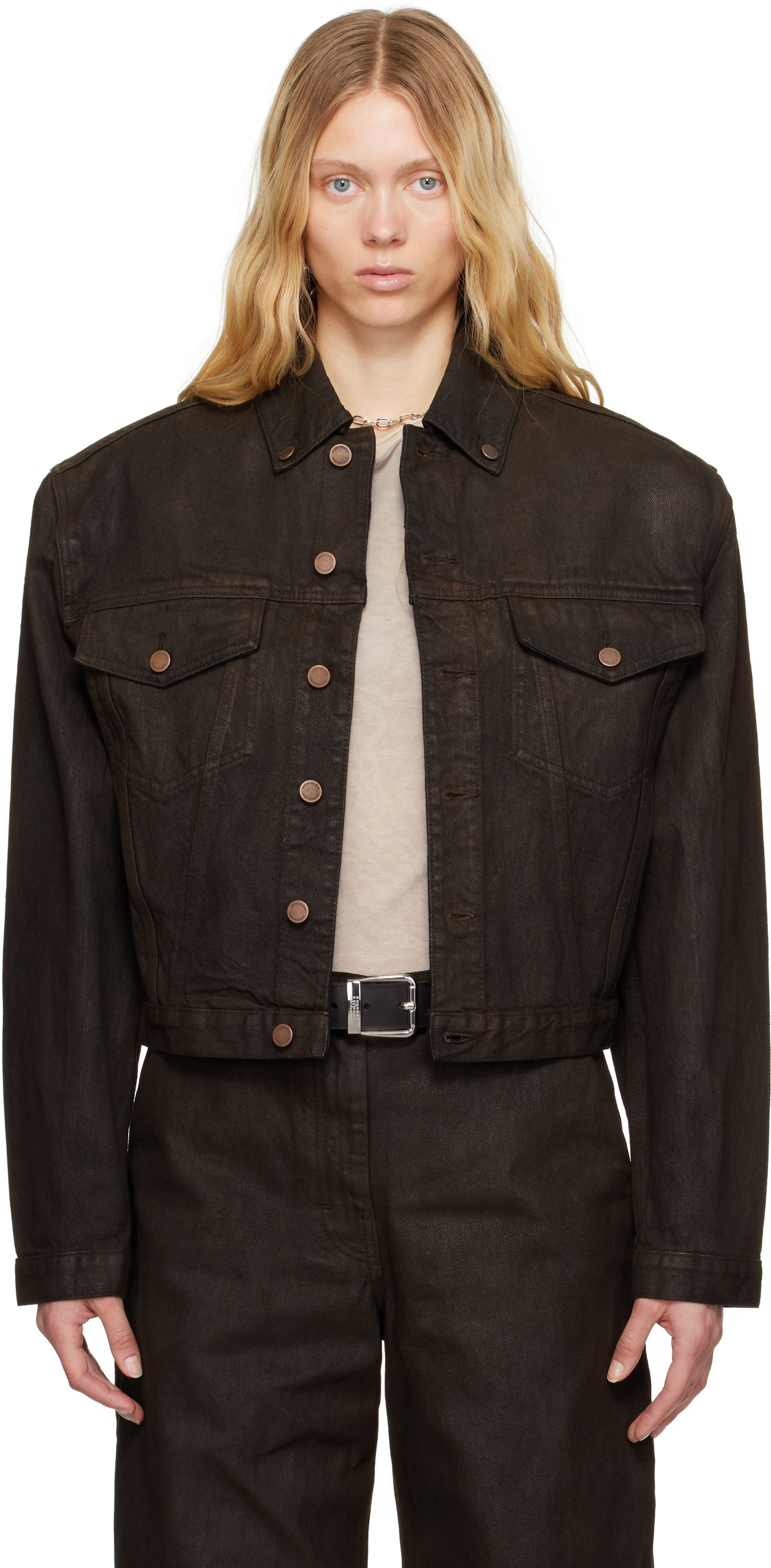 Jakke Entire Studios Entire Studios Shrunken Denim Jacket Brun | ESU-S25-11002-MU, 0