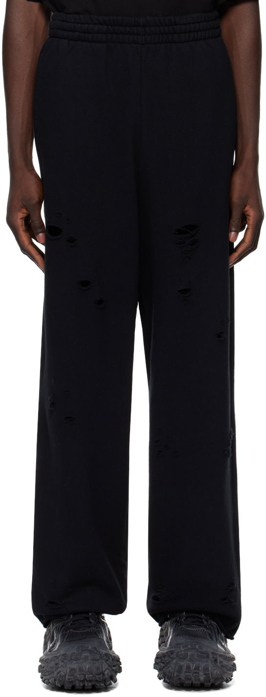 Joggingbukser We11done We11done Distressed Sweatpants Sort | WD-TA1-24-812-U-BK, 0
