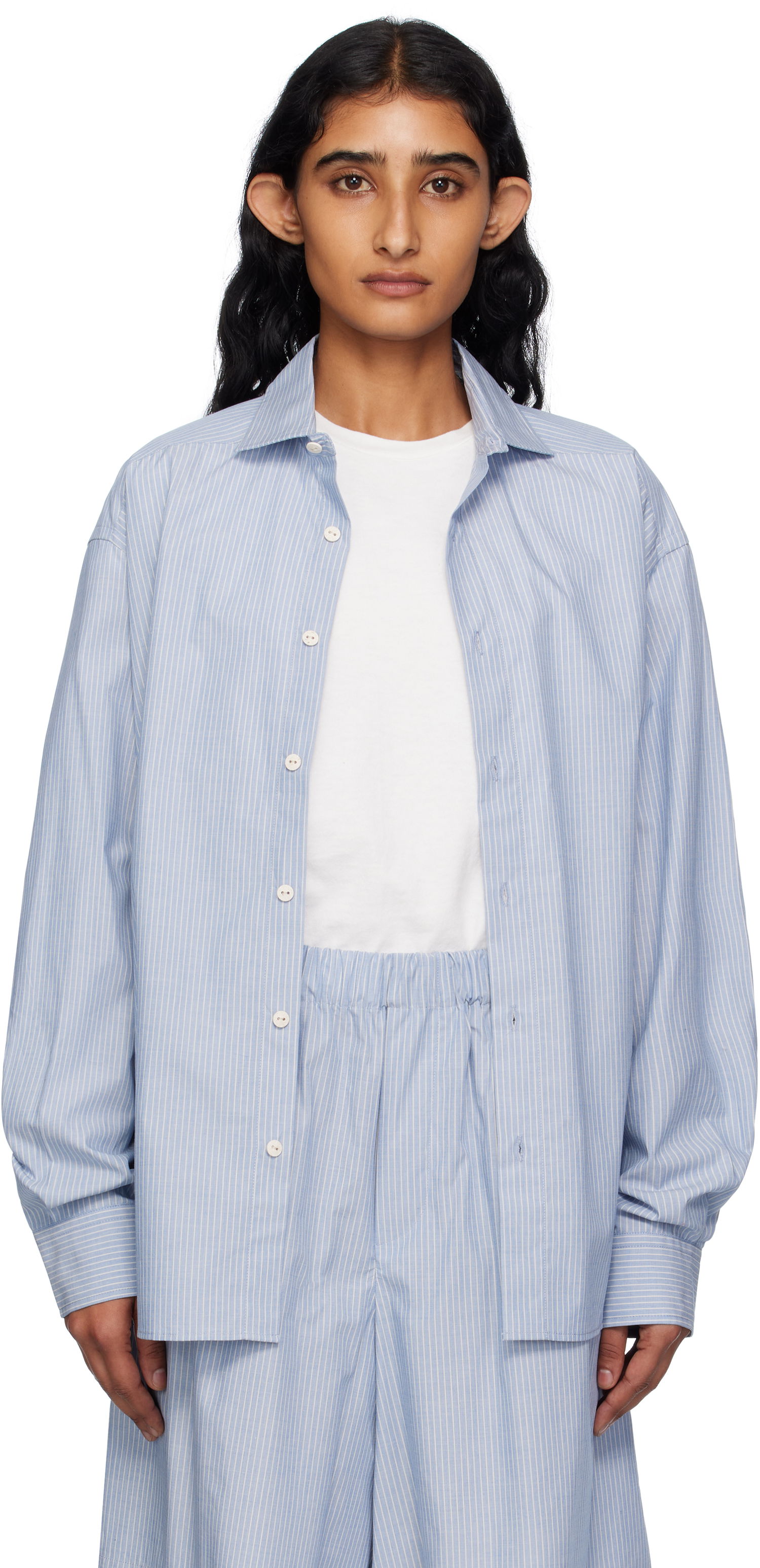Skjorte Baserange Baserange Claude Striped Shirt Blå | TSCL-PO-AU25, 0