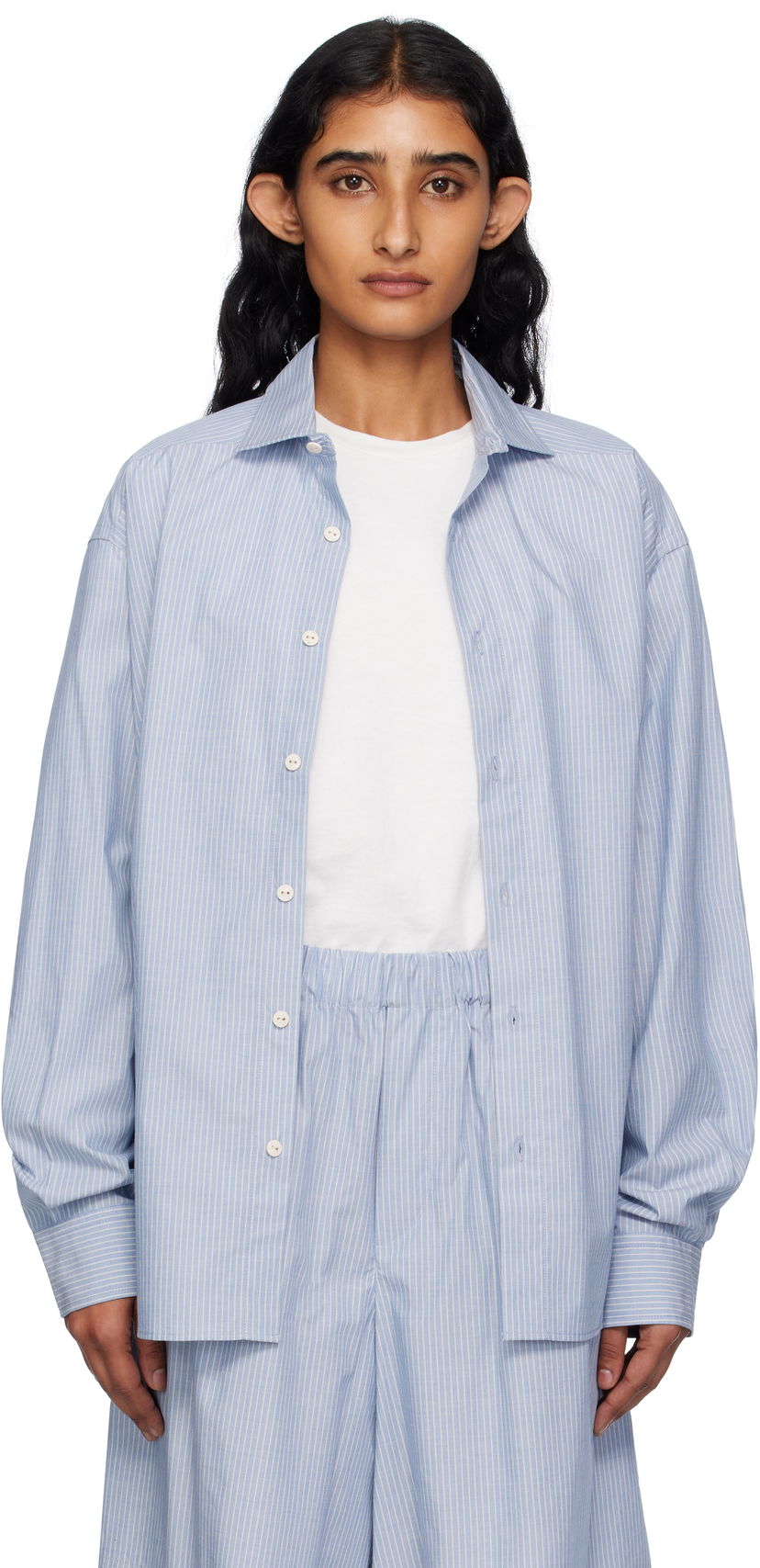 Skjorte Baserange Baserange Claude Striped Shirt Blå | TSCL-PO-AU25