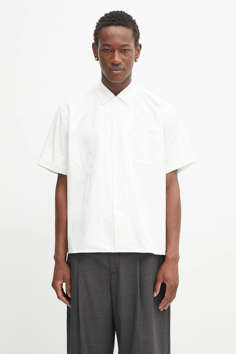 Skjorte Human Made Human Made Woven Relaxed Fit Button-Down Shirt Hvid | HM29SH022