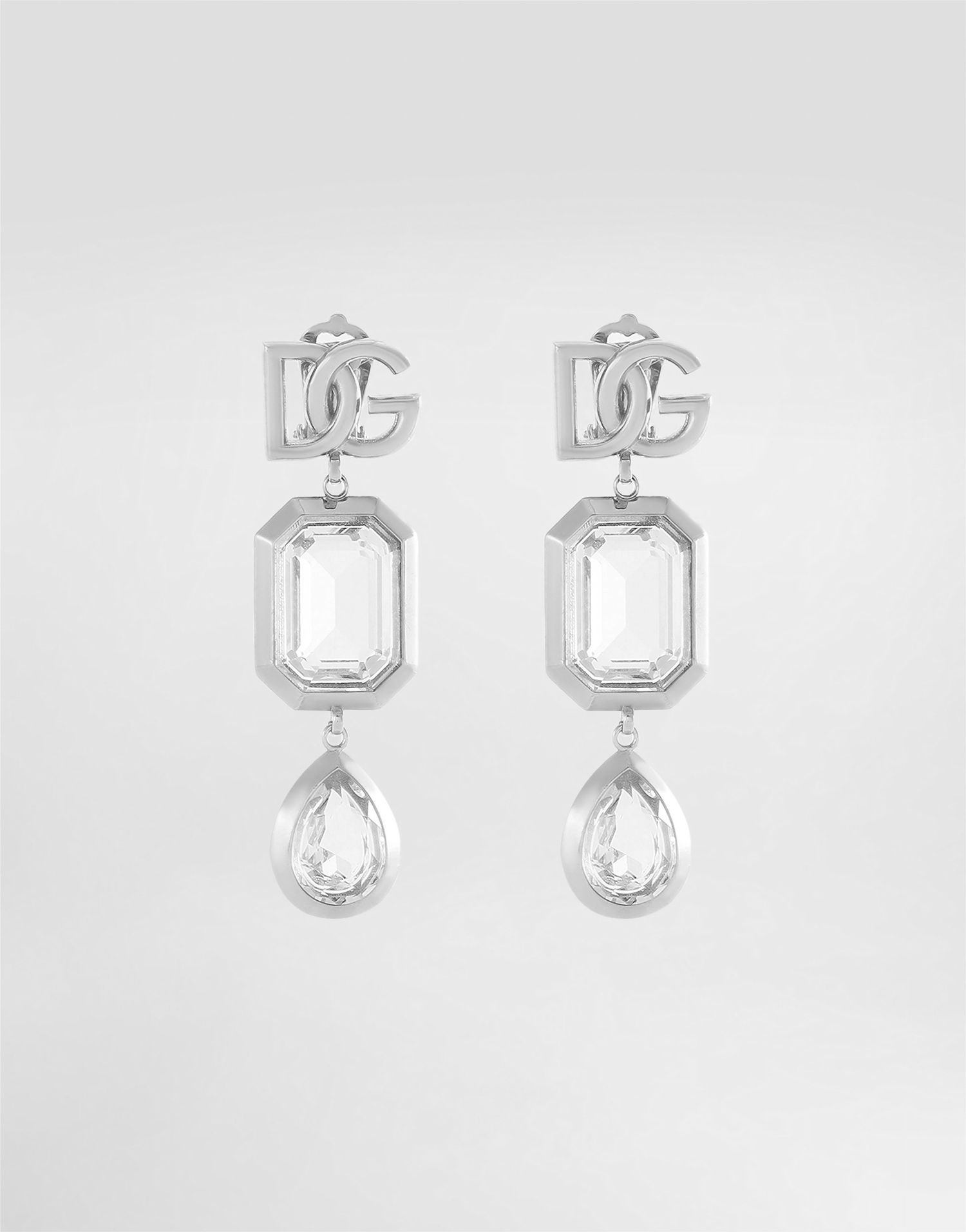 Øreringe Dolce & Gabbana Holiday DG Logo Drop Earrings with Octagonal and Teardrop Crystals Metalisk | WES2X2W111187655, 0