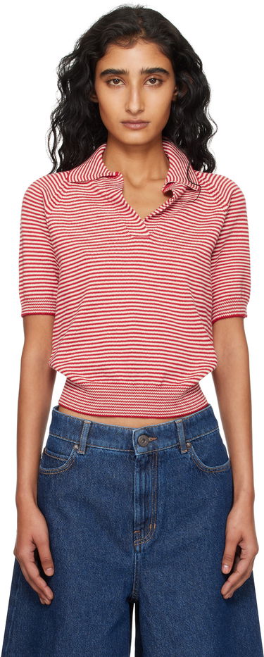 Polo skjorte Max Mara Weekend Max Mara Striped Knit Polo Rød | 2525366131600, 0