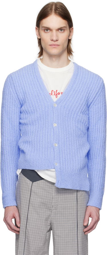 Sweater ERL ERL Cozy Asymmetric Cardigan Blå | ERL10N003, 0