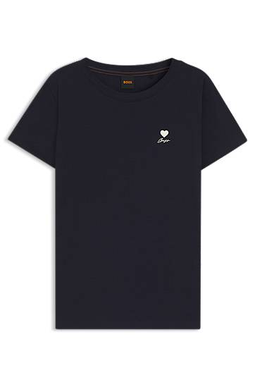 T-shirt BOSS Jersey T-Shirt with Chest Artwork Mørkeblå | 50545288, 0