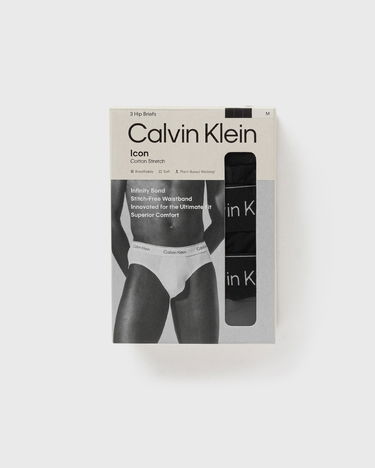 Undertøj og sokker CALVIN KLEIN Hip Brief Icon Cotton Stretch 3-Pack Sort | LV00NB4388TM6, 2