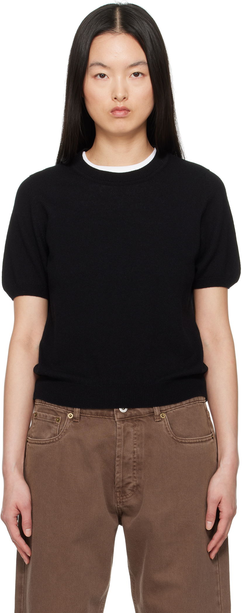 Sweater &Daughter &Daughter Emer Cashmere T-shirt Sort | CH04633