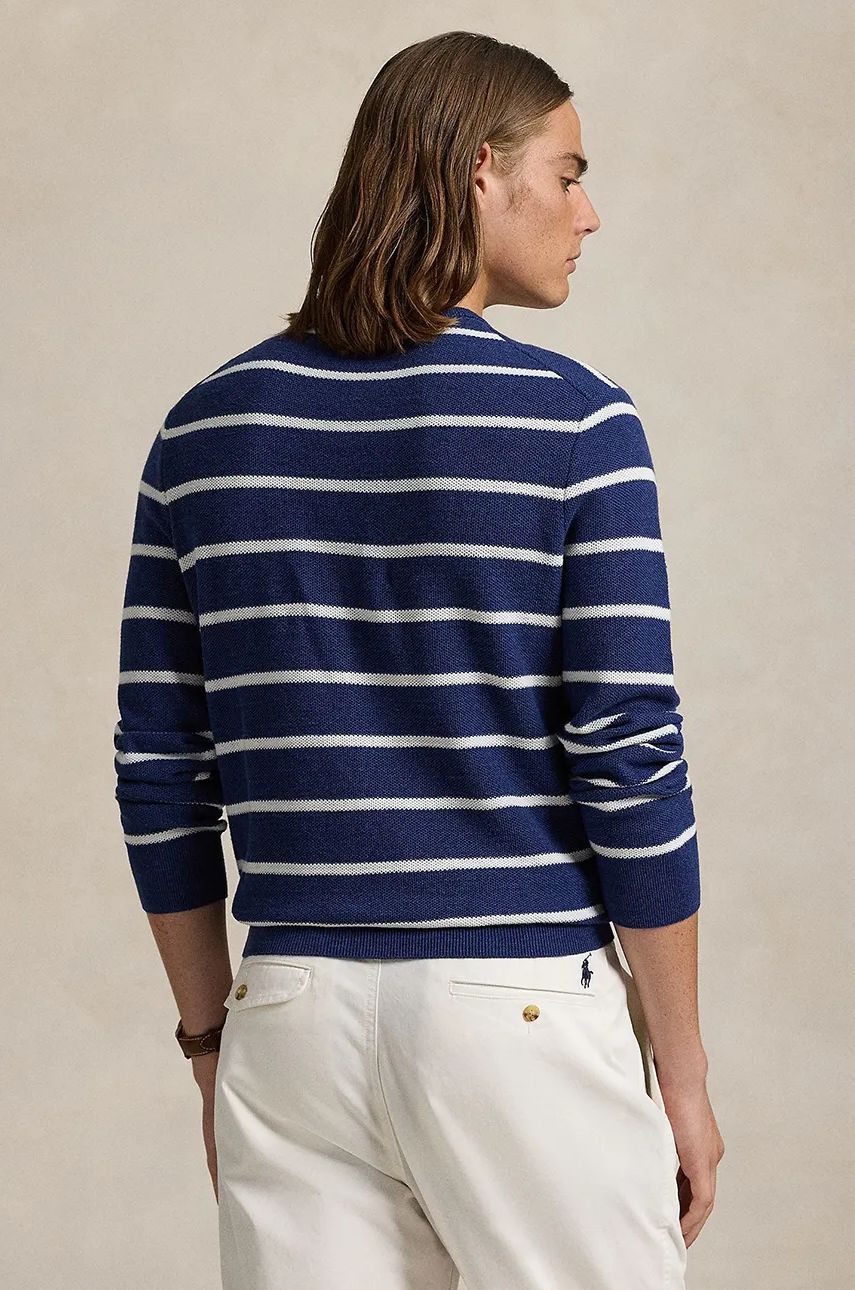 Sweater Polo by Ralph Lauren Striped Cotton Blend Sweater Blå | 710955764, 1