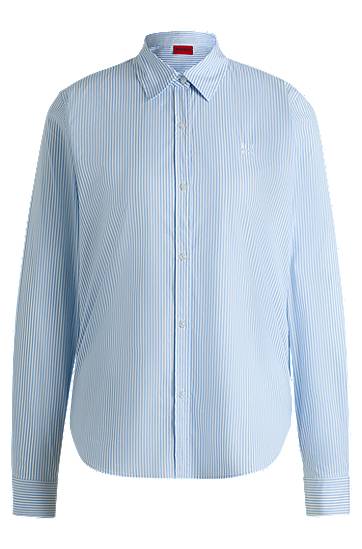 Skjorte BOSS Regular-Fit Striped Cotton-Blend Blouse Blå | 50539864