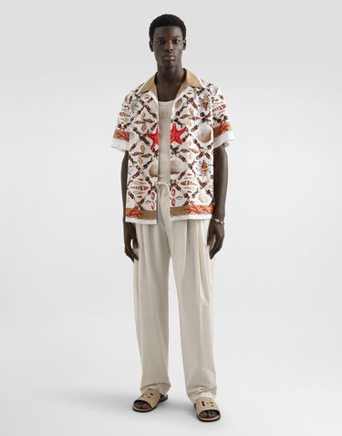 Bukser Dolce & Gabbana Dolce & Gabbana Poplin Drawstring Cropped Trousers Hvid | GP153ZFUEFJA3791, 3