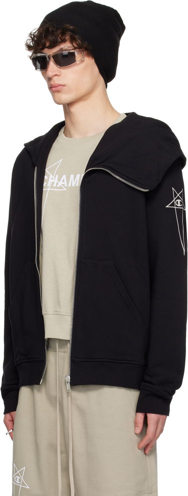 Sweatshirt Rick Owens Rick Owens Champion Edition Mountain Hoodie Sort | CM01E1665 CHFE FELPA, 3