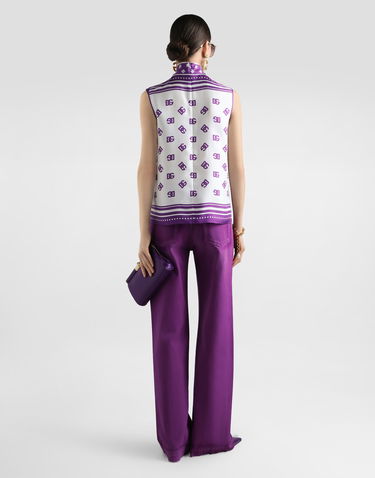 Skjorte Dolce & Gabbana Dolce & Gabbana DG Logo Silk Twill Sleeveless Top Lilla | F7AN7THI1Z5HA9AP, 2