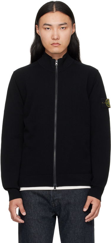 Sweatshirt Stone Island Stone Island Stretch RWS Wool Zip-Up Sweatshirt Sort | K2S15 5100062 S00A1, 0