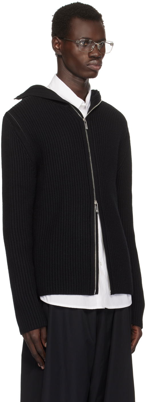 Sweater Helmut Lang Helmut Lang Rib Knit Zip Hoodie Sort | O07HM799, 1