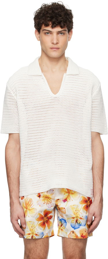 Skjorte Orlebar Brown Batten Crochet Polo Shirt Hvid | 277182, 0