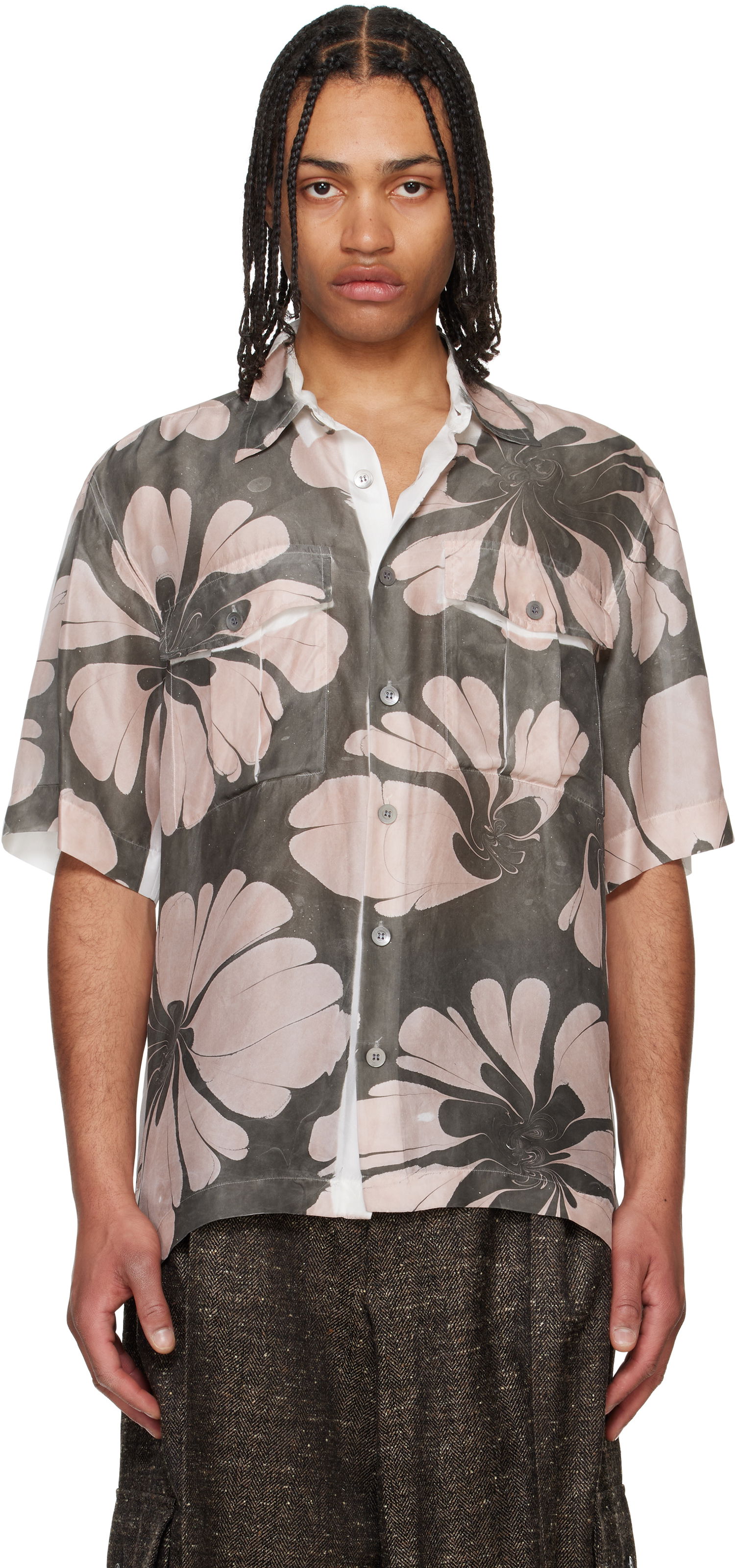 Skjorte Dries Van Noten Dries Van Noten Dessin Print Shirt Grå | 251-020724-1197, 0