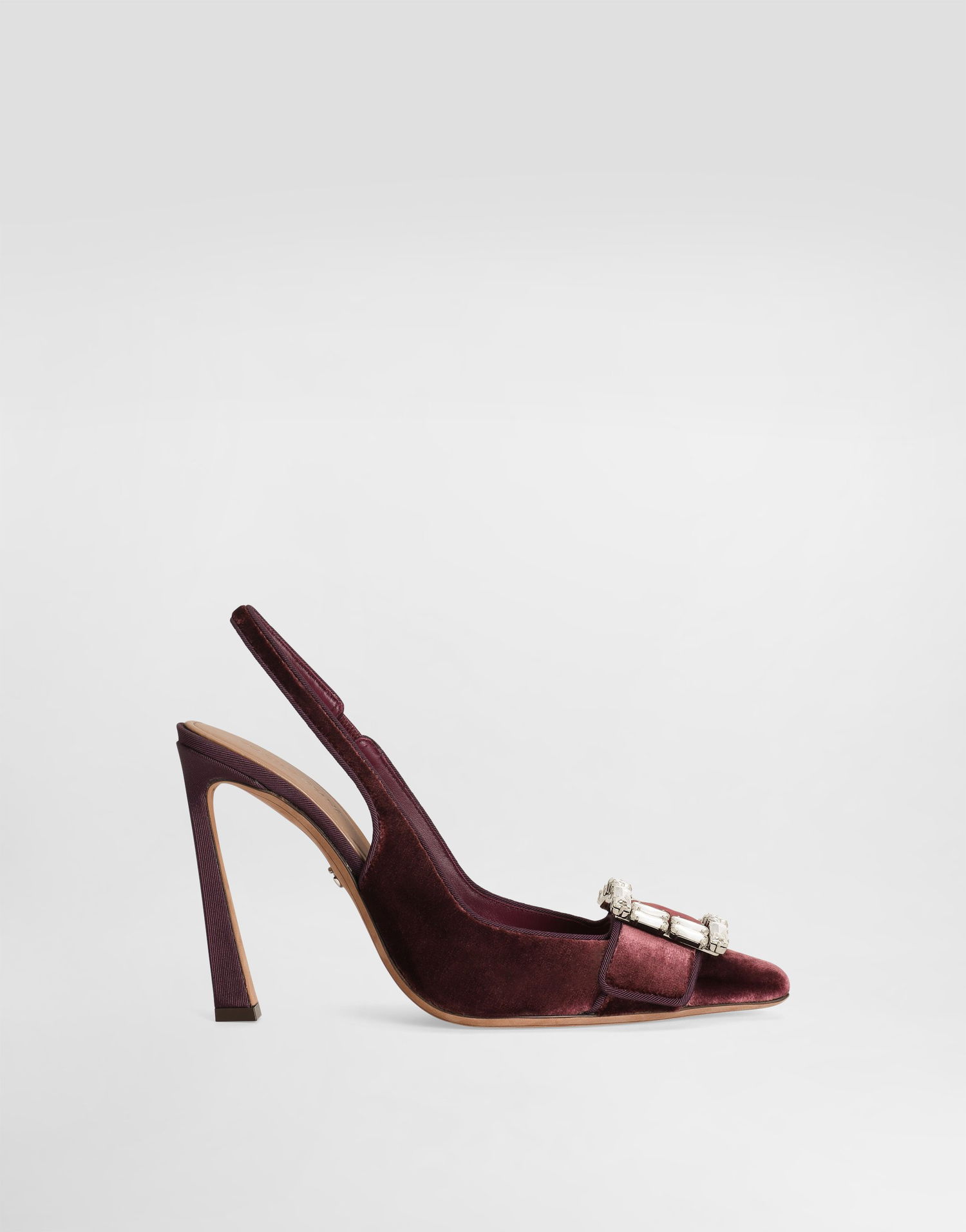 Tilbehør Dolce & Gabbana Dolce & Gabbana Velvet Slingbacks With Jeweled Buckle Bourgogne | CG0859A9S208Z331, 0