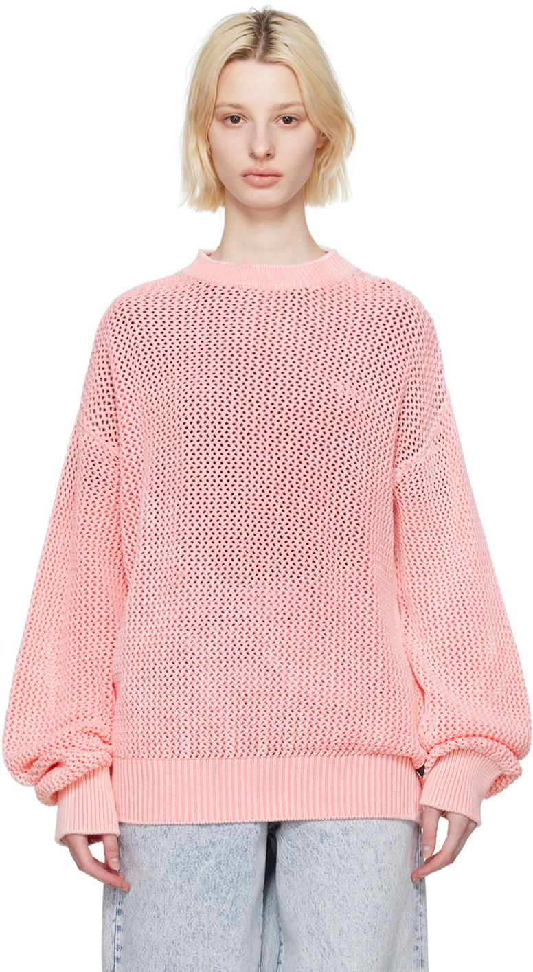 Sweater MSGM Overdyed Cropped Knit Sweater Lyserød | 3440MM110 237088