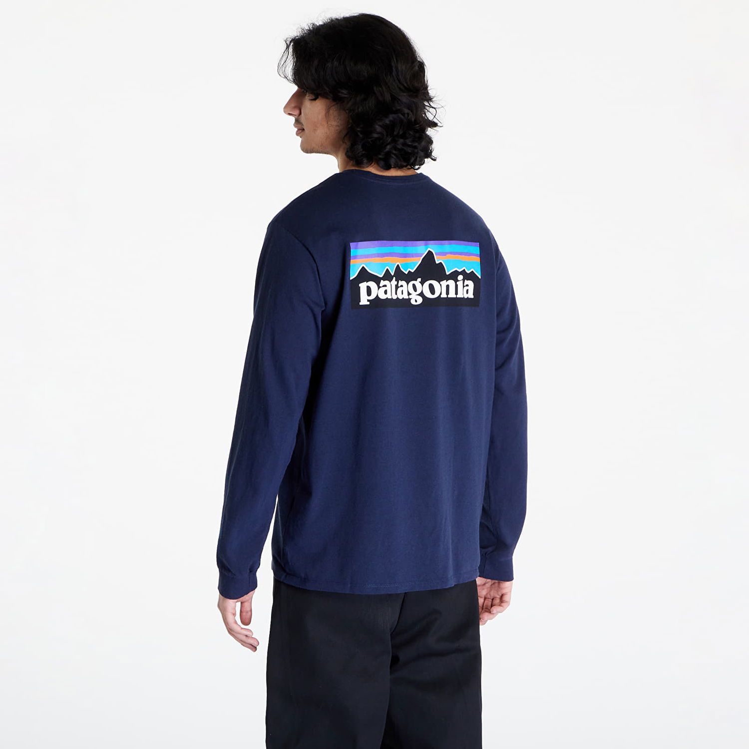 T-shirt Patagonia Long Sleeve P-6 Logo Responsibili-Tee Mørkeblå | 38518-CNY, 1