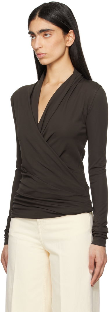 Sweater TOTEME TOTEME Overlapped Jersey Wrap Top Brun | 252-WRT0443-FB0162, 3