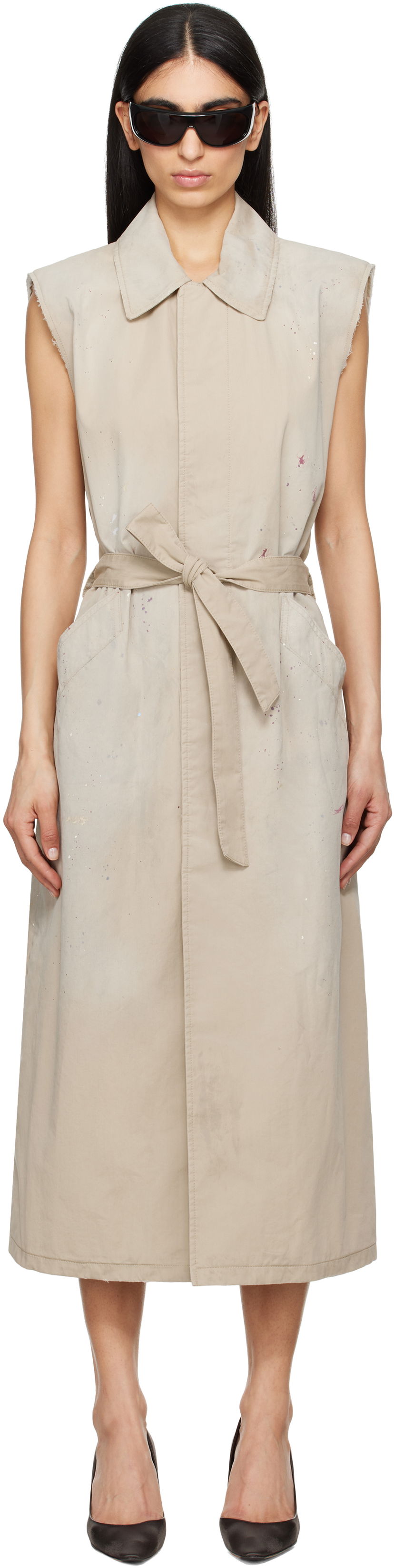 Kjole Maison Margiela MM6 Maison Margiela Sleeveless Trench Coat Beige | S62FB0082 S78537