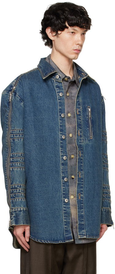 Skjorte Feng Chen Wang Feng Chen Wang Zip Denim Jacket Blå | FUF18SR03, 1