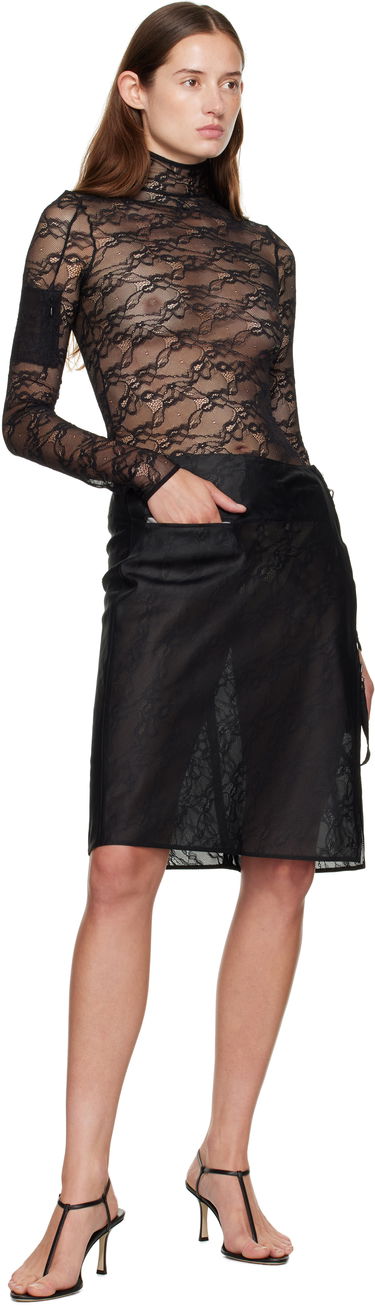 Nederdel Courrèges Courrèges Zipped Lace Midi Skirt Sort | 325CJU306PA0135, 3