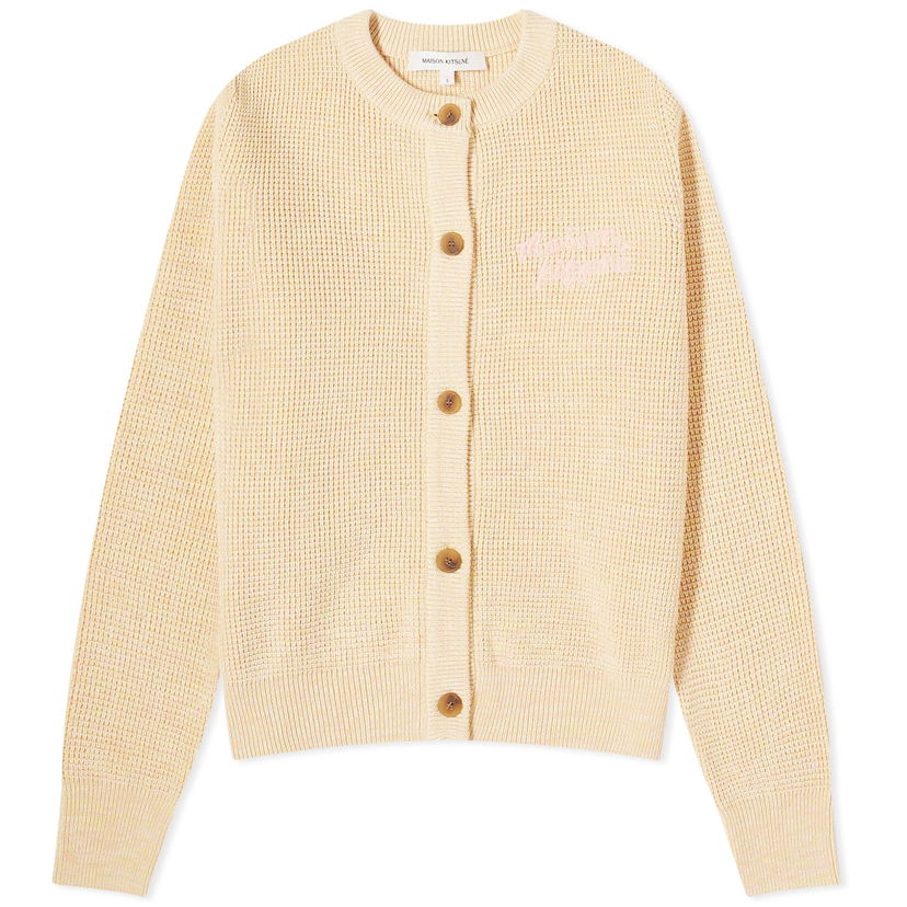 Sweater MAISON KITSUNÉ Maison Kitsuné Handwriting Comfort Cardigan Beige | MW00504KT1108-H712