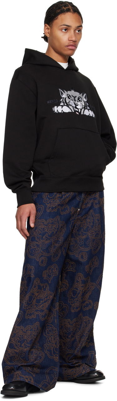 Sweatshirt KENZO Happy Tiger Embroidered Hoodie Sort | FF55SW2644MF, 3