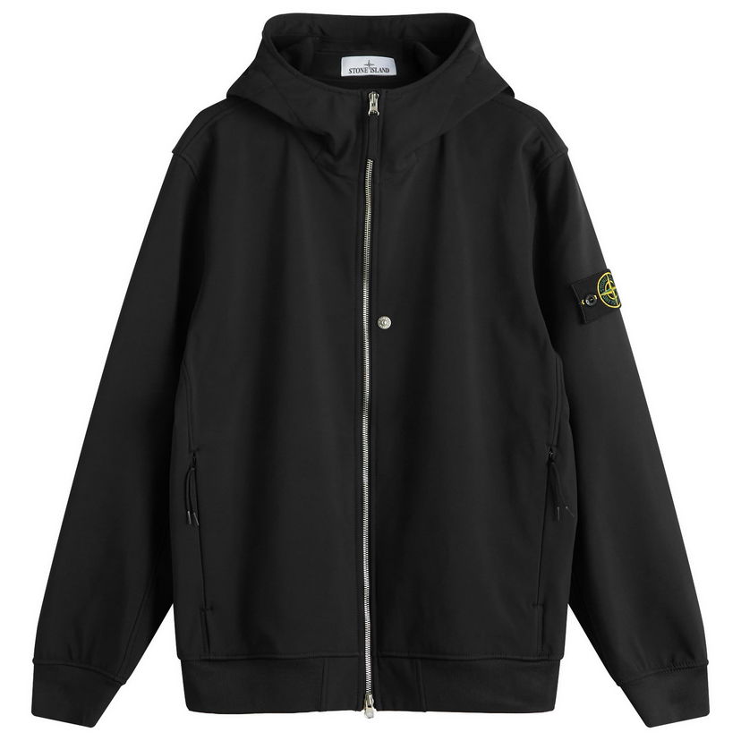 Jakke Stone Island Soft Shell-R Hooded Jacket Sort | K2S15Q100004-V0029