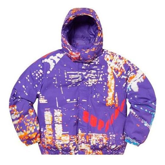 Puffer jakke Supreme City Lights Print Puffy Jacket Lilla | SUP-SS20-356, 0