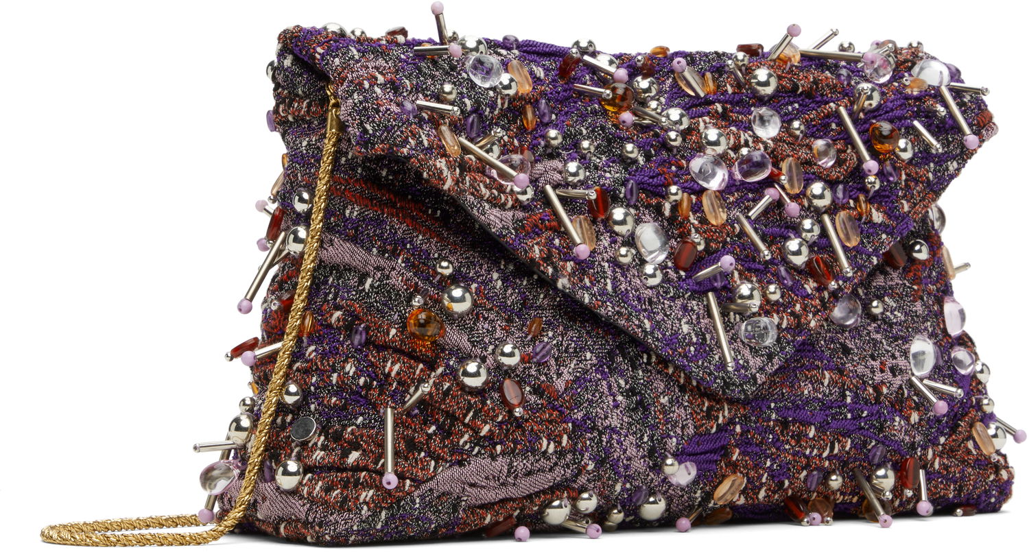 Håndtaske Dries Van Noten Dries Van Noten Embellished Envelope Clutch Bag Lilla | 251-011513-896, 1