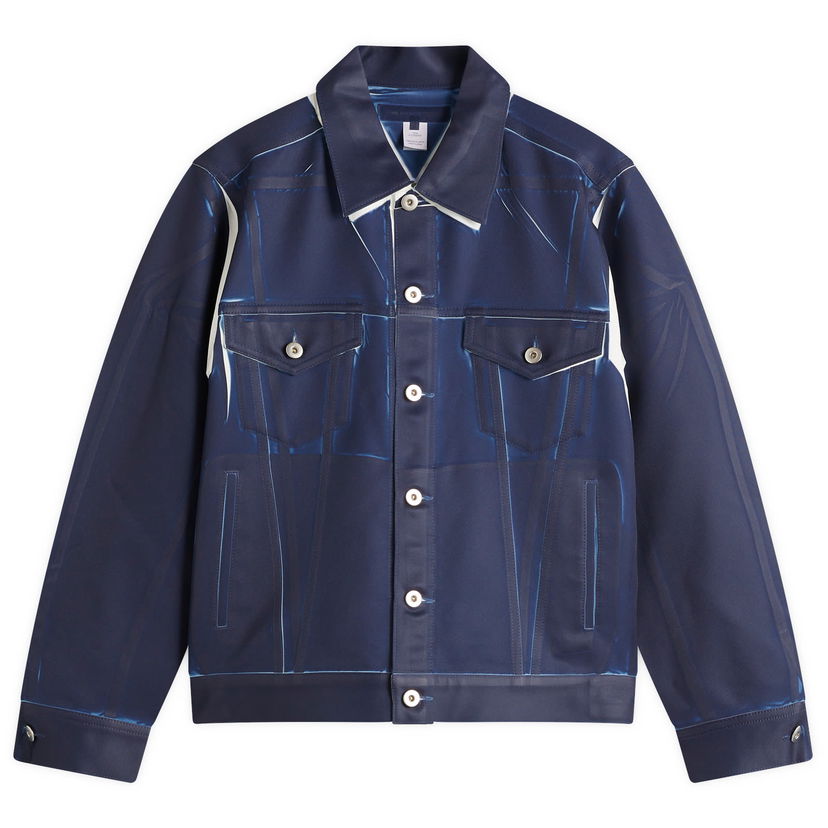 Bomberjakke Comme des Garçons CDG SHIRT Garment Printed Twill Trucker Jacket Blå | FO-J503-051-1
