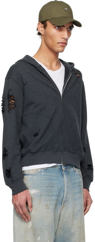 Sweatshirt Acne Studios Acne Studios Distressed Zip-Up Hoodie Grå | CI0183-, 1