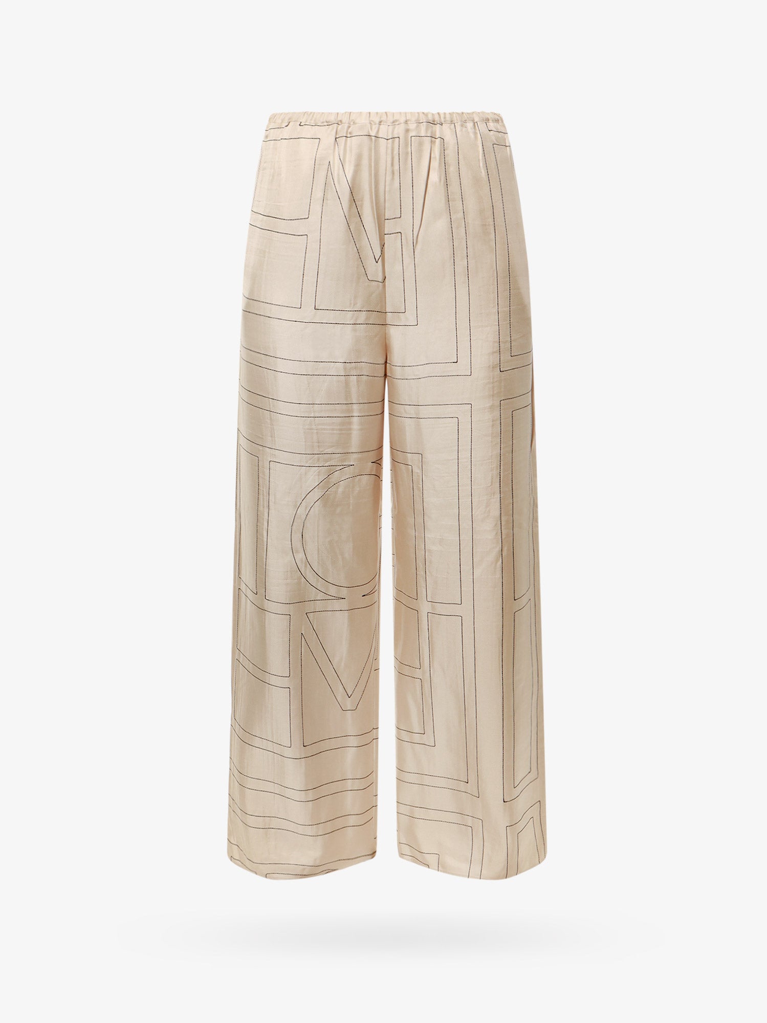 Bukser TOTEME Geometric-Print Silk Wide-Leg Trousers by Toteme Beige | 213255707926, 0