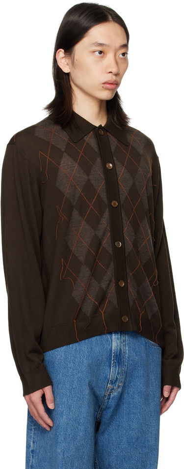 Sweater OUR LEGACY Our Legacy Evening Argyle Cardigan Brun | M4253EP, 1