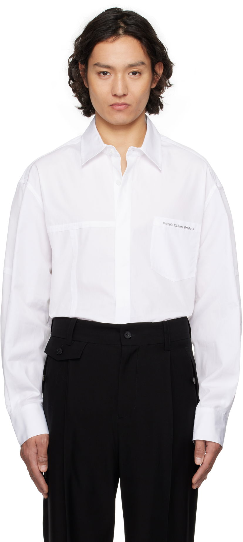 Skjorte Feng Chen Wang Feng Chen Wang Paneled Shirt Hvid | FUS19SR21